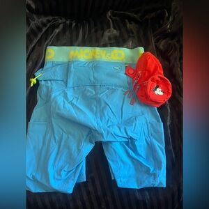 Bright Blue Mickey & Co Outdoor Voices Bike Shorts with Red Mickey Mouse Pouch
